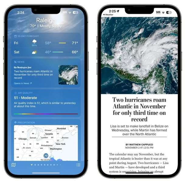 江孜苹果14维修分享iPhone 14手机如何看天气时顺带看新闻 